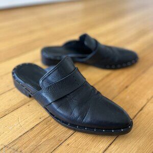 Frida Salvador Handmade Black Leather Flat Mules Women Size 5